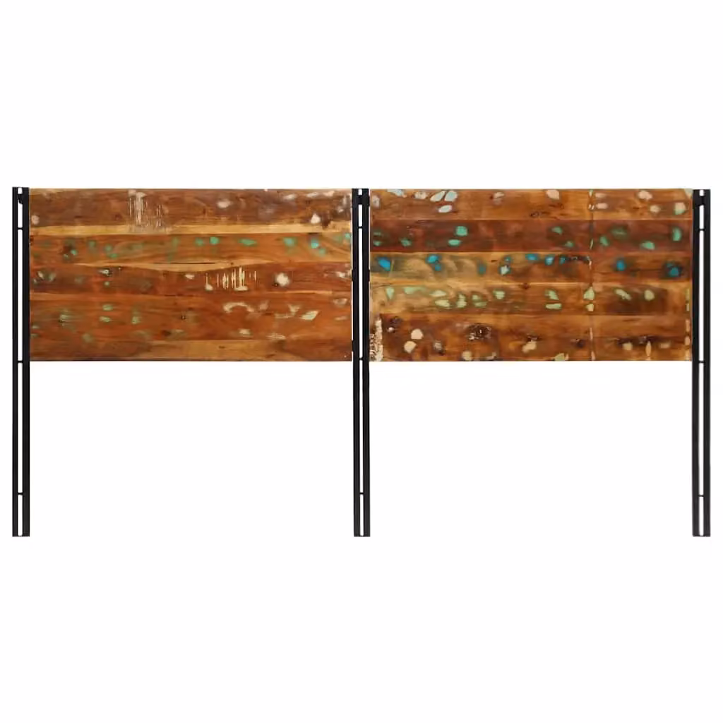 Berkfield Home Industrial Headboard in Brown Reclaimed Solid Wood and Iron, Width: 200 cm – 2