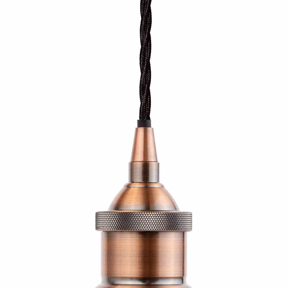 SE Home Worcester Pendant Light in Pale Grey with Antique Copper and Black Twisted Details – 1