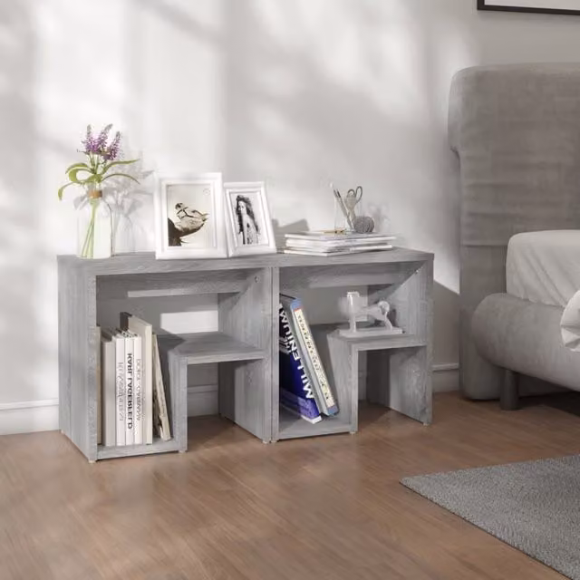 Berkfield Home Set of 2 Bedside Cabinets in Grey Sonoma, W/D/H: 40 x 30 x 40 cm – 1