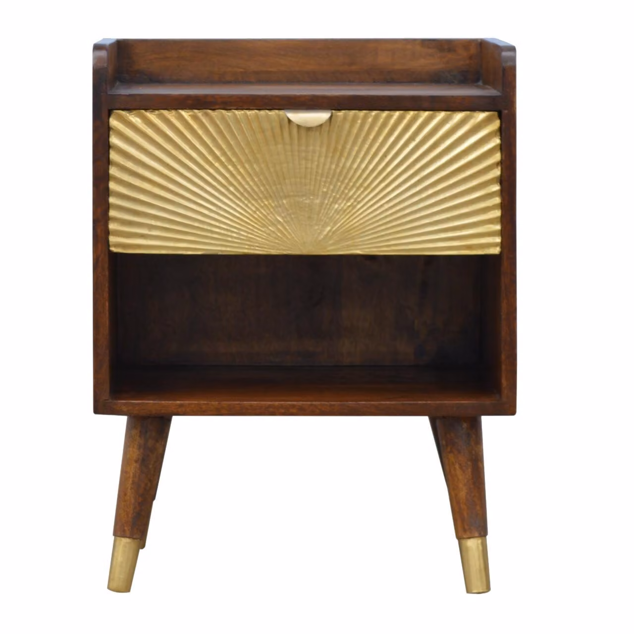 Aosom UK Mid-Century Mini Nightstand with Drawer and Shelf, Brown – 2