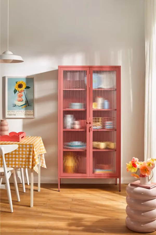 Mustard Made The Collector Pink Freestanding Cabinet with Glass Doors and Adjustable Shelves, H 170 x W 85 x D 40 cm – 3