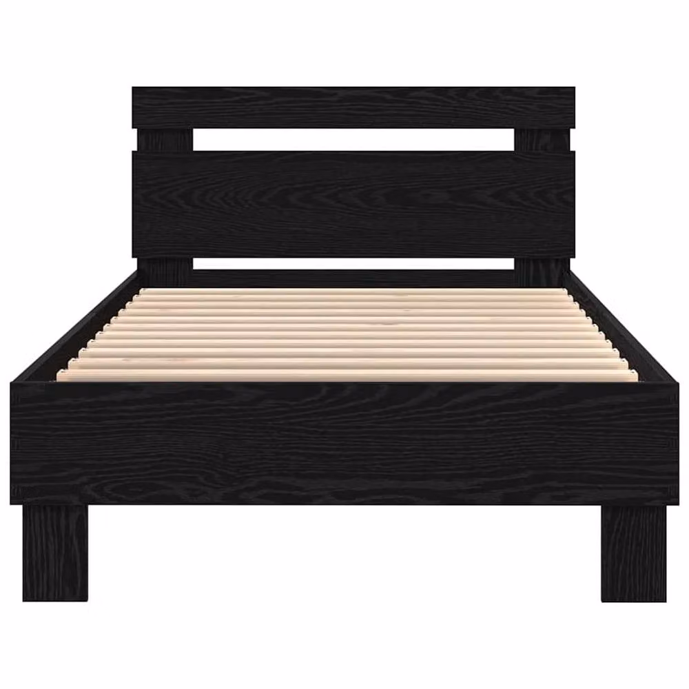 Berkfield Home Modern Bed Frame with Under-Bed LED Lighting in Black Oak, W/D/H: 90 x 200 cm – 4