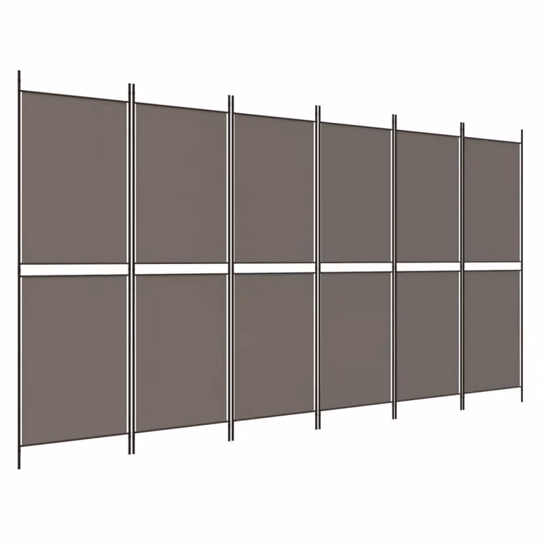 Berkfield Home 6-Panel Fabric Room Divider in Anthracite and Black, W: 300 cm, H: 220 cm