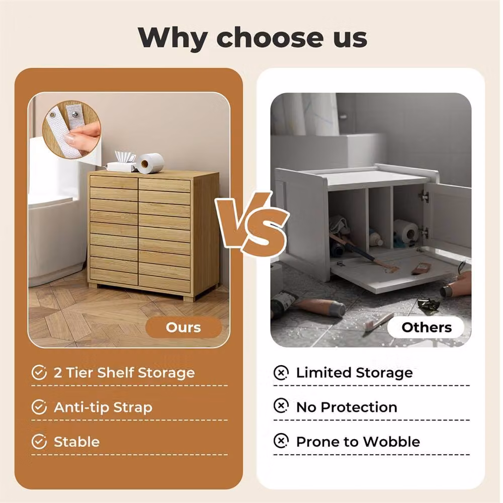Nordara Modern Oak Freestanding Bathroom Storage Cabinet in Brown – 4