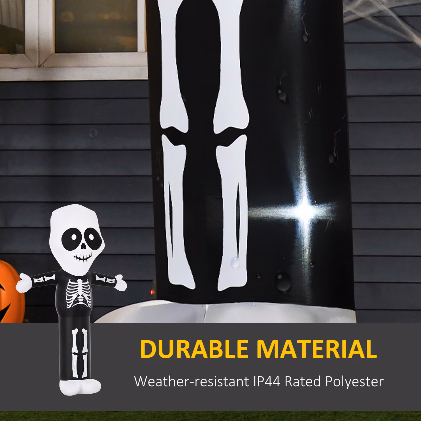 HOMCOM 3m Halloween Inflatable Skeleton Ghost Decoration with LED Lights for Indoor and Outdoor Use – 4