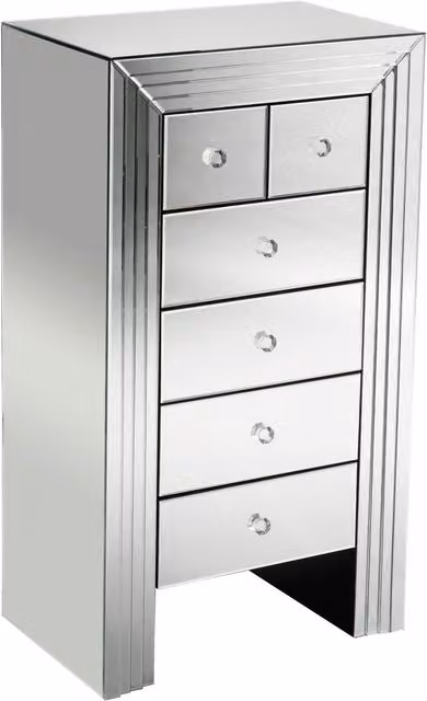 Orsina 6 Drawer Mirrored Chest in Silver – 1