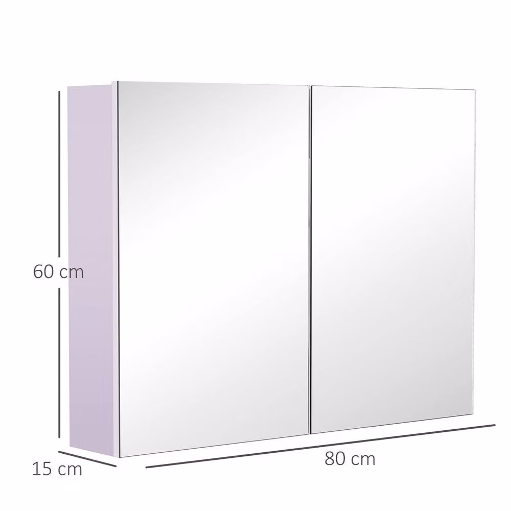 STILVORA Wall Mounted Bathroom Mirror Cabinet with Hinged Doors and Internal Shelves in White – 2
