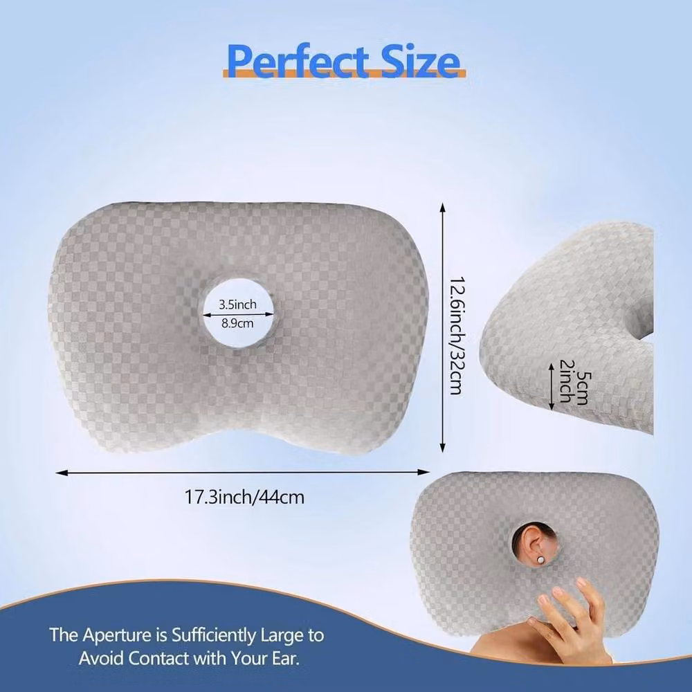 KORVIXA Grey Ear Hole Pillow for Ear Pain Relief – 2