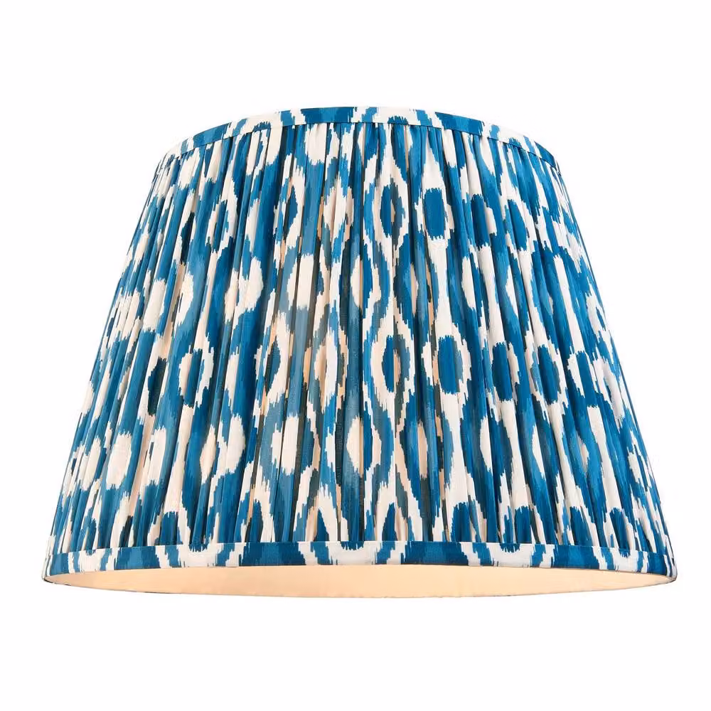 Netlighting Eltham Red Flex Pendant Light with Blue Fabric Ikat Shade and Aged Brass Finish, Diameter: 40 cm – 3
