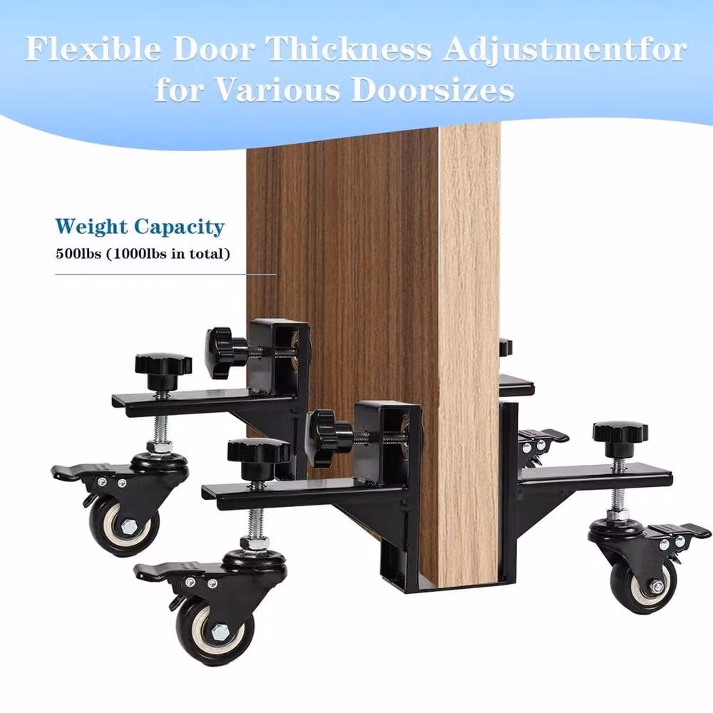 VOGREX 2 Pack Adjustable Steel Wheeled Door Installation Dolly Kit in Black – 4