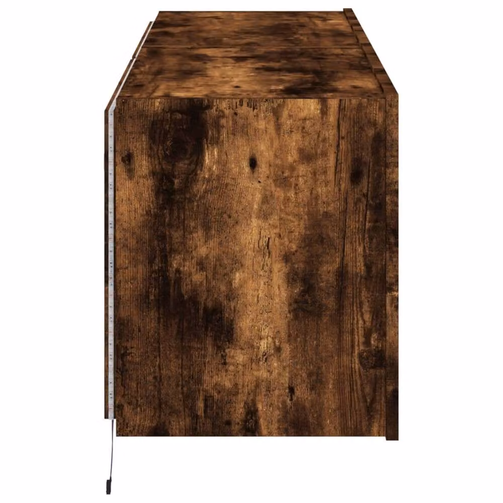 Berkfield Home Set of 2 TV Wall Cabinets with LED Lights in Smoked Oak Brown, W/D/H: 60 x 35 x 41 cm – 8