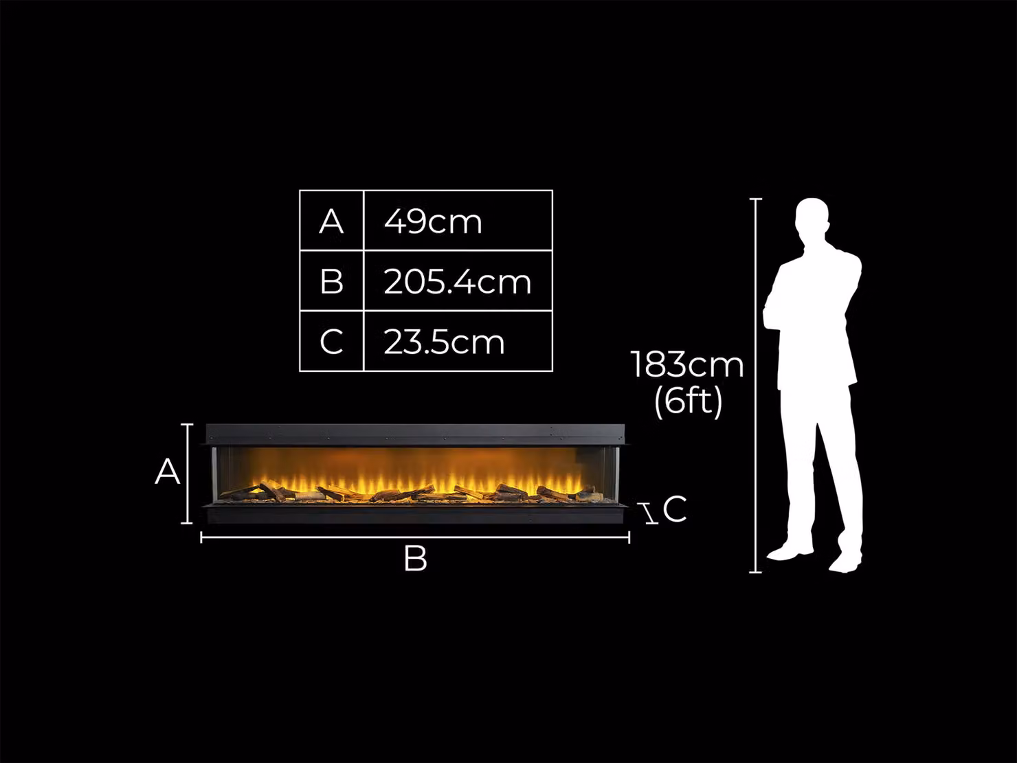 Acantha Aspire 200 Panoramic Media Wall Electric Fire in Black – 5
