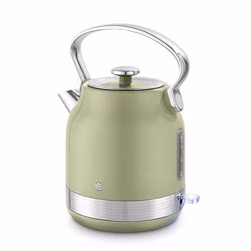 Swan SK14631GRN Retro Traditional Kettle in Green and Stainless Steel, 1.7 l, 3 kW, with Removable Limescale Filter