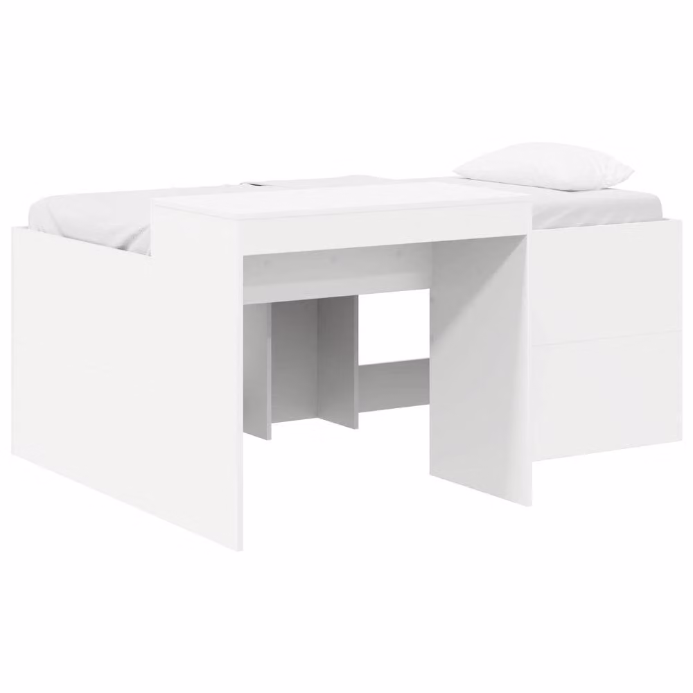 Berkfield Home Kids High Bed Frame with Desk and Drawers, White, W/D/H: 160 x 80 x 75 cm – 2