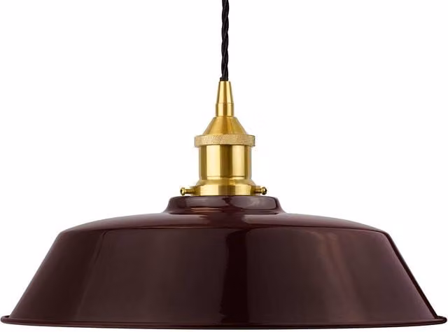 SE Home Chancery Pendant Light in Burgundy Red with Polished Brass and Black Metal Details