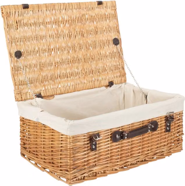 Red Wicker Picnic Basket Hamper with White Cotton Lining – 1