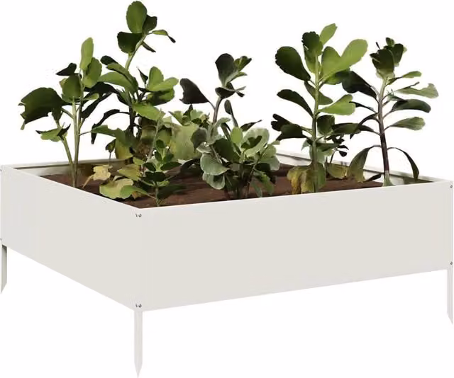 Berkfield Home Garden White Steel Raised Bed W/D/H: 100 x 100 x 25 cm
