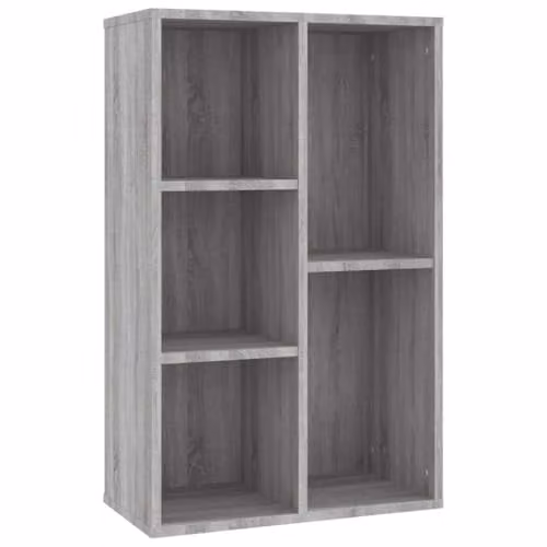 vidaXL Grey Sonoma Book Cabinet and Sideboard in Engineered Wood, W: 50 cm, D: 25 cm, H: 80 cm