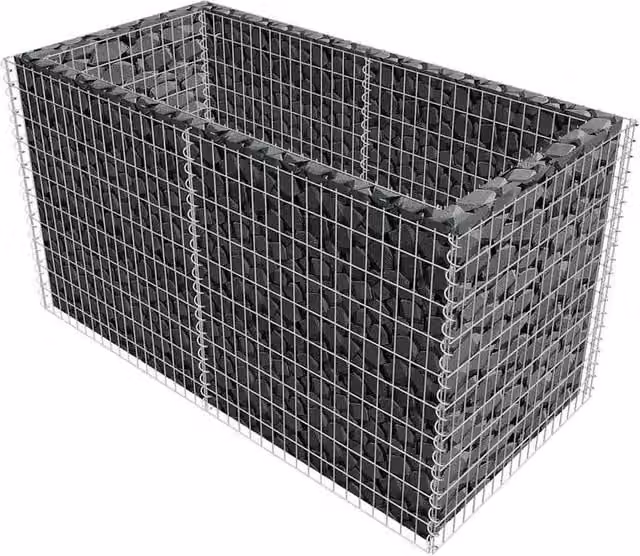 Berkfield Home Durable Galvanised Steel Gabion Raised Bed, Silver, W: 180 cm, D: 90 cm, H: 100 cm