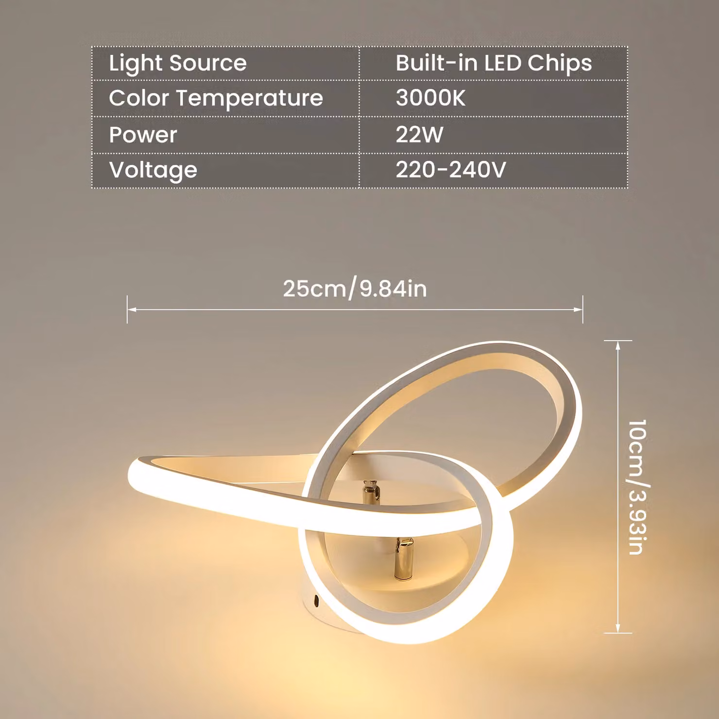 Pheashine Modern LED Ring Ceiling Light, Warm White 3000K, White, Diameter: 25 cm – 2