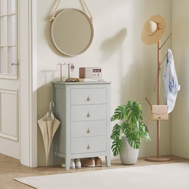 HOMCOM Modern Green Bedroom Chest of Drawers with 4 Drawers