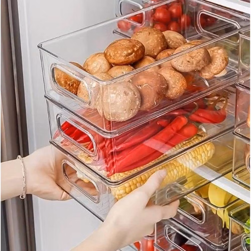 Havendro 6-Piece Stackable Transparent Acrylic Fridge Food Storage Organiser Boxes with Lids – 4