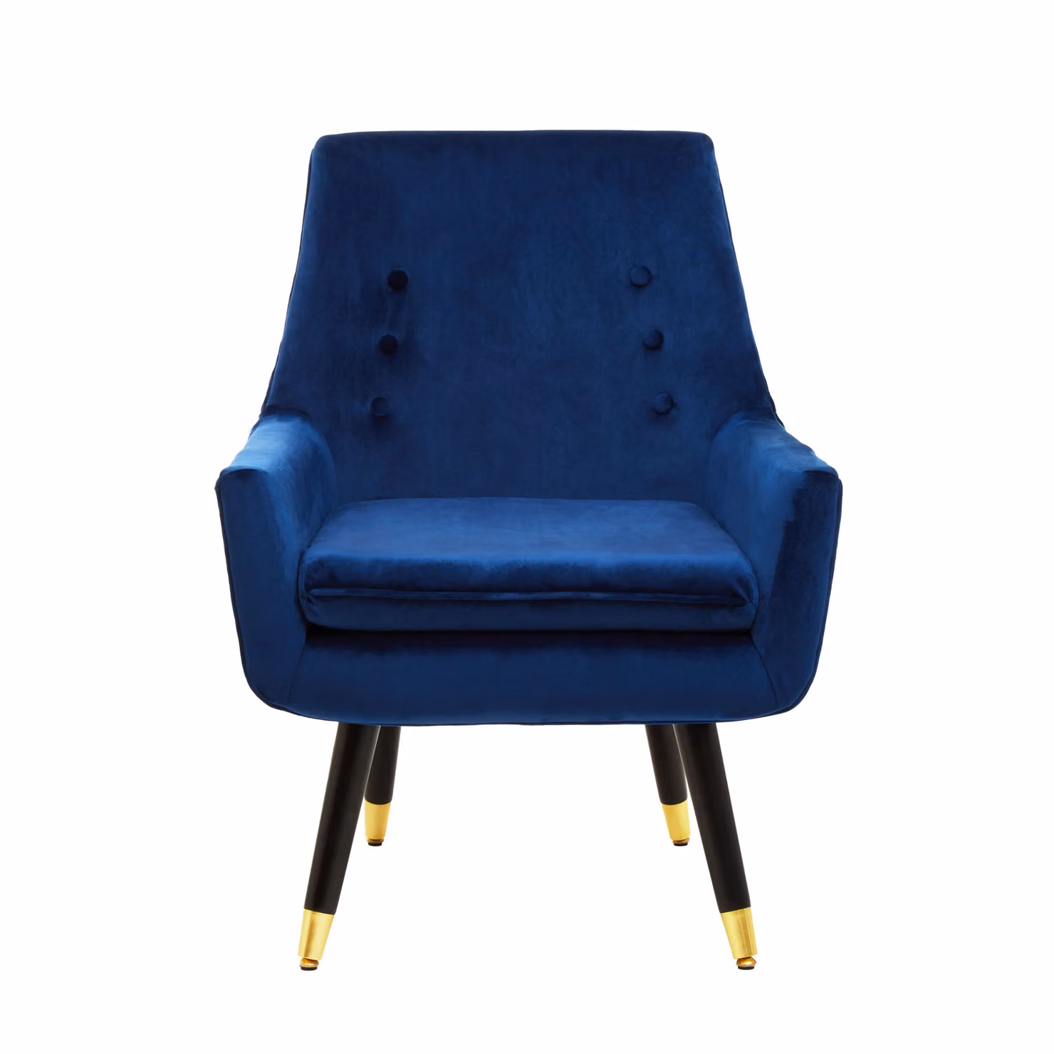 Orsina Mid-Century Blue Velvet Tub Armchair with Wooden Legs – 2
