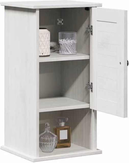 Berkfield Home White Solid Pine Wood Bathroom Storage Cabinet W/D/H: 34.0 x 37.0 x 71.5 cm