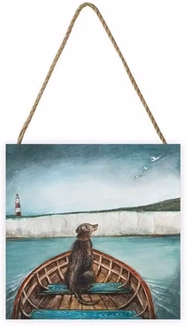 Joe Ramm The Helmsman Nautical Wooden Wall Plaque in Mid Blue