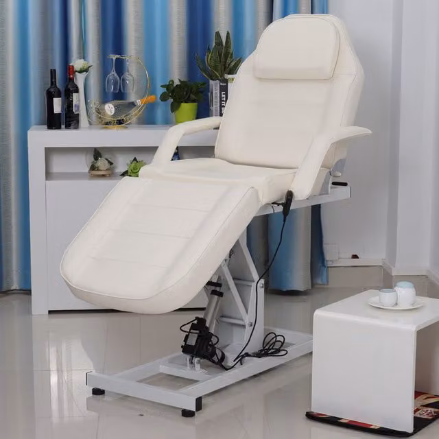 Livingandhome Reclining Electric Massage Bed for Salons in White