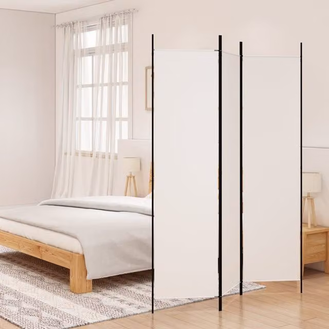 Berkfield Home 3-Panel Fabric Room Divider, White, W/H: 150 x 200 cm