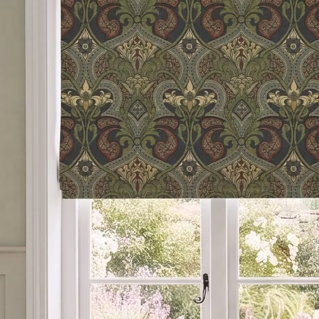 HOUSE Llewelyn-Bowen Gwendoline Printed Damask Made To Measure Roman Blind in Wildnavy