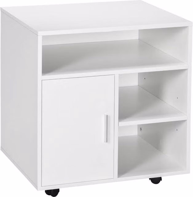 Rolipo Mobile Printer Stand with Storage, White, W: 60 cm, D: 50 cm, H: 65.5 cm – 1