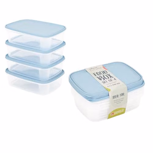 Wham Cuisine Transparent Food Storage Container Set of 4 with Snap Lids, 1 l each