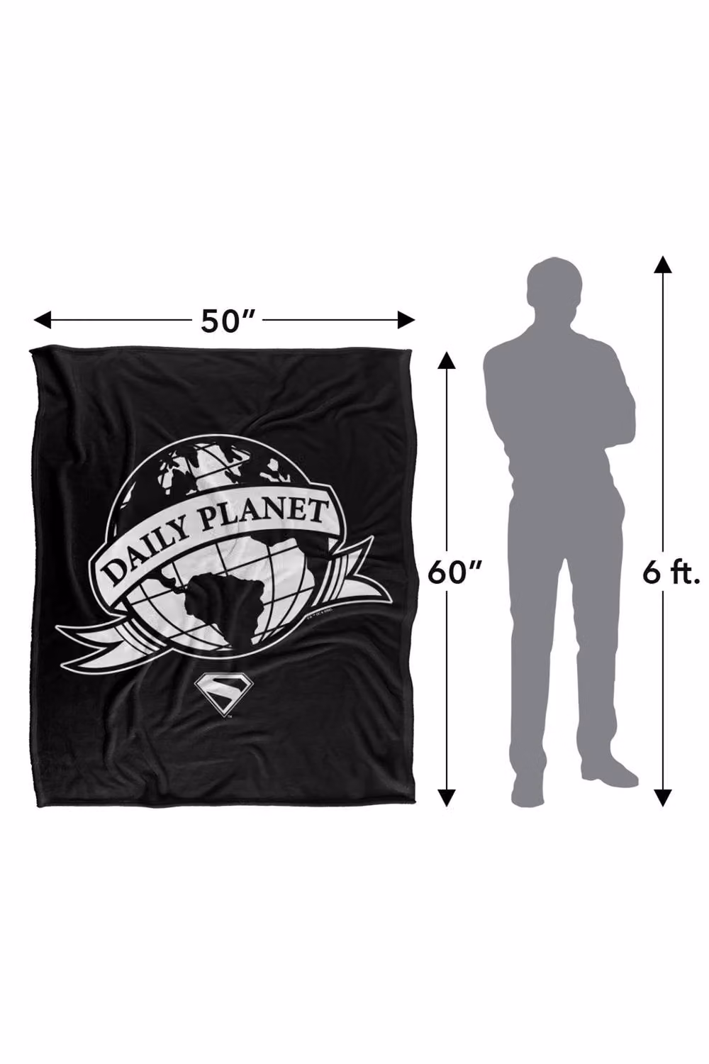 Warner Bros. Superman 2025 Daily Planet Scroll Super Soft Fleece Throw Blanket, Multicolour, W: 152 cm, D: 127 cm – 8