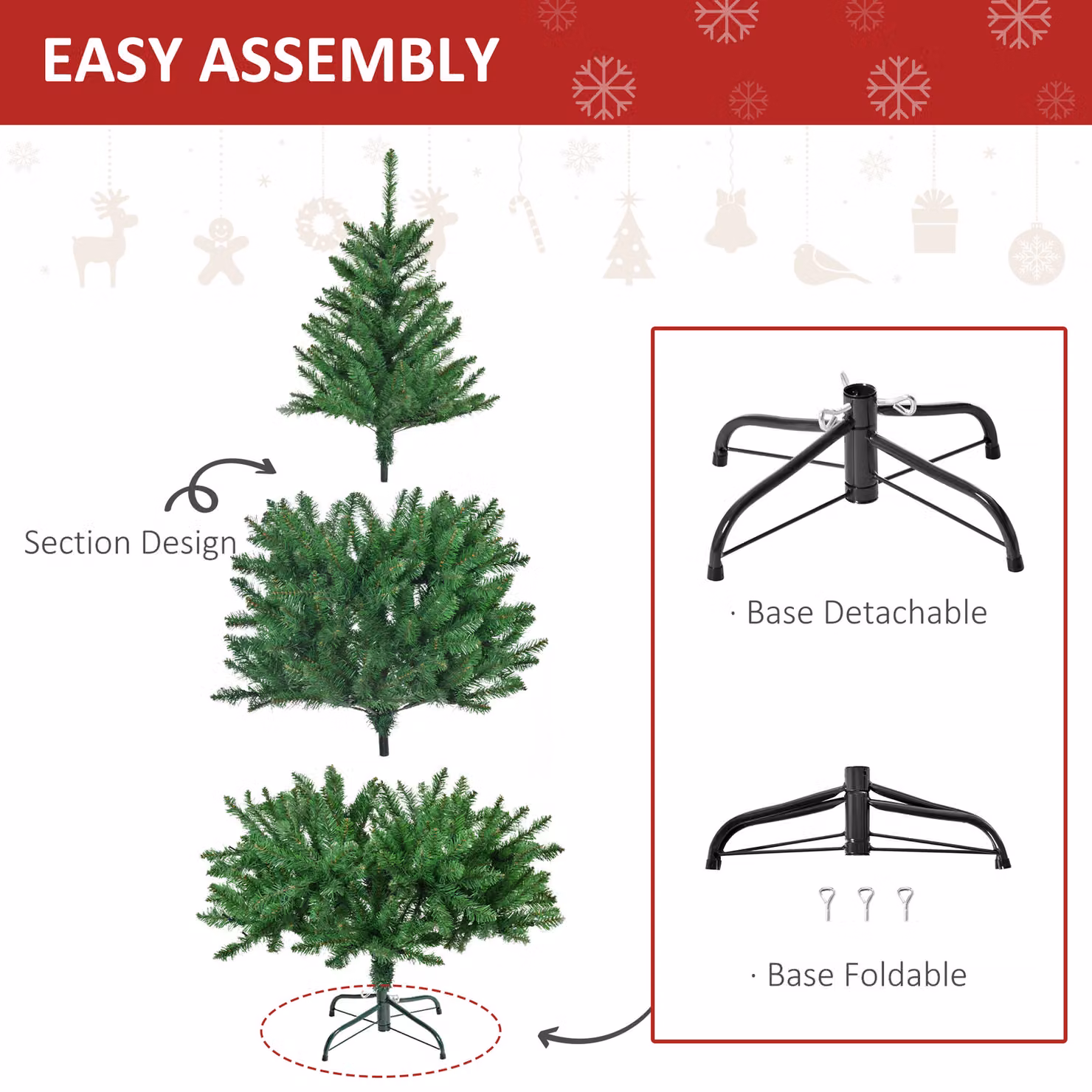 HOMCOM 5ft Prelit Artificial Christmas Tree with Warm White LED Lights, Green – 6