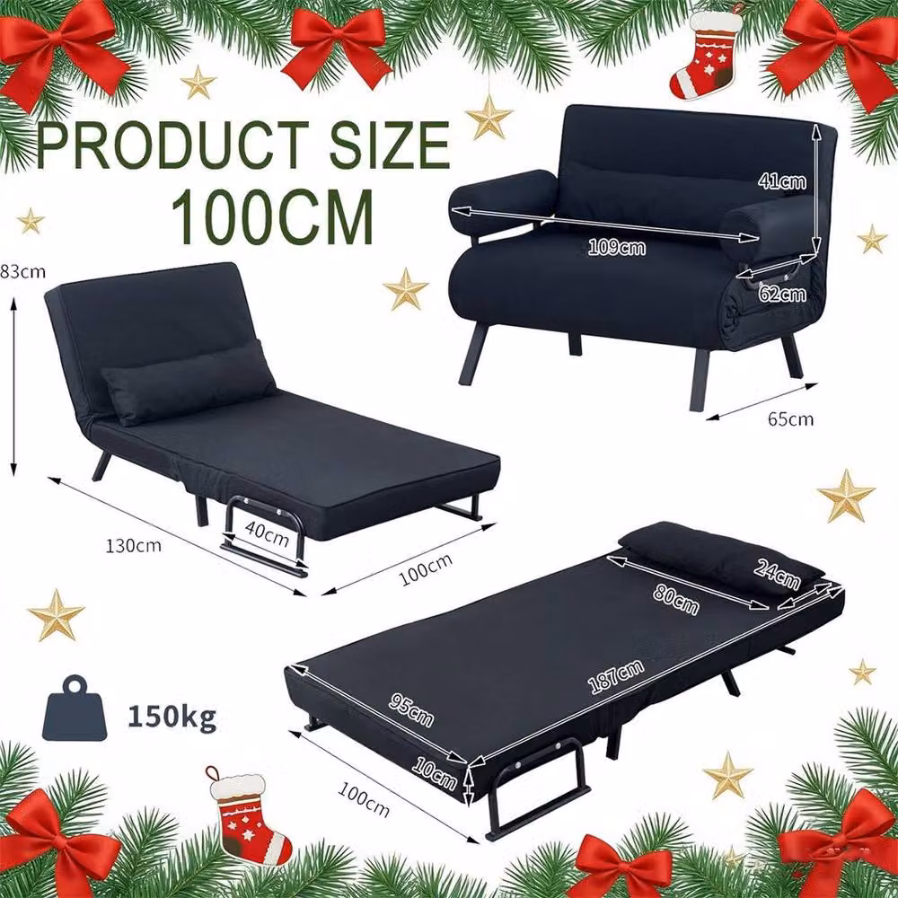 PAWNORA 4-in-1 Folding Sofa Bed and Sleeper Chair in Black – 2