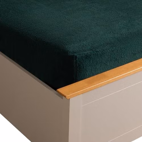OHS Teddy Fleece Thermal Fitted Bed Sheet, Double, Green, 140 x 200 cm – 1