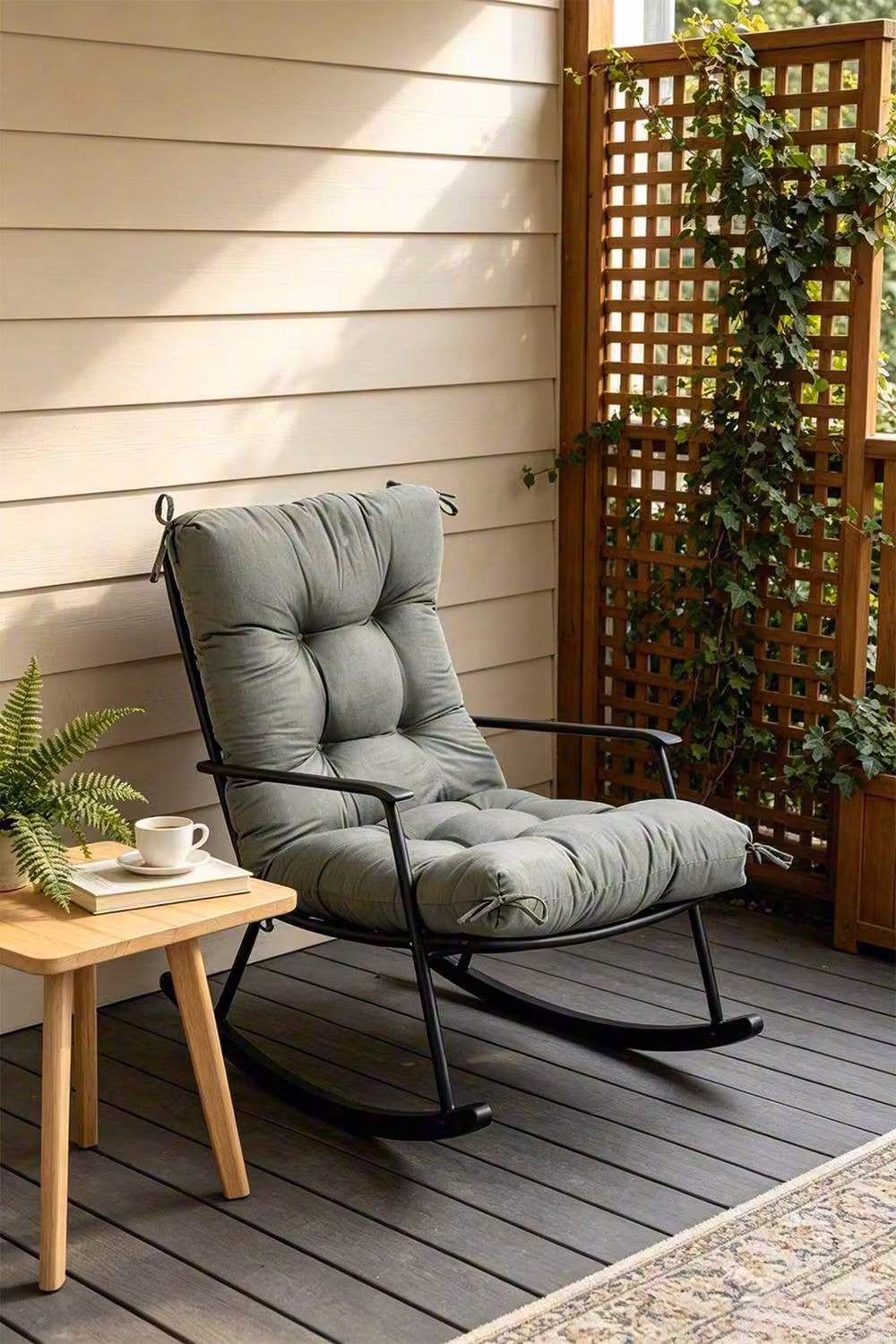 ExtraStar Rectangular Garden Chair Cushion with Non-Slip Backing in Dark Grey – 3