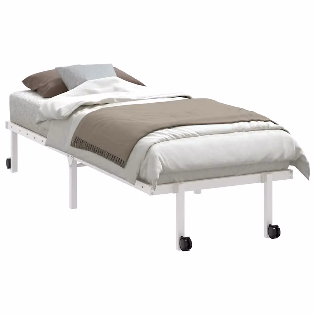 Berkfield Home Foldable Metal Bed Frame in White, W/D/H: 75 x 190 cm – 2