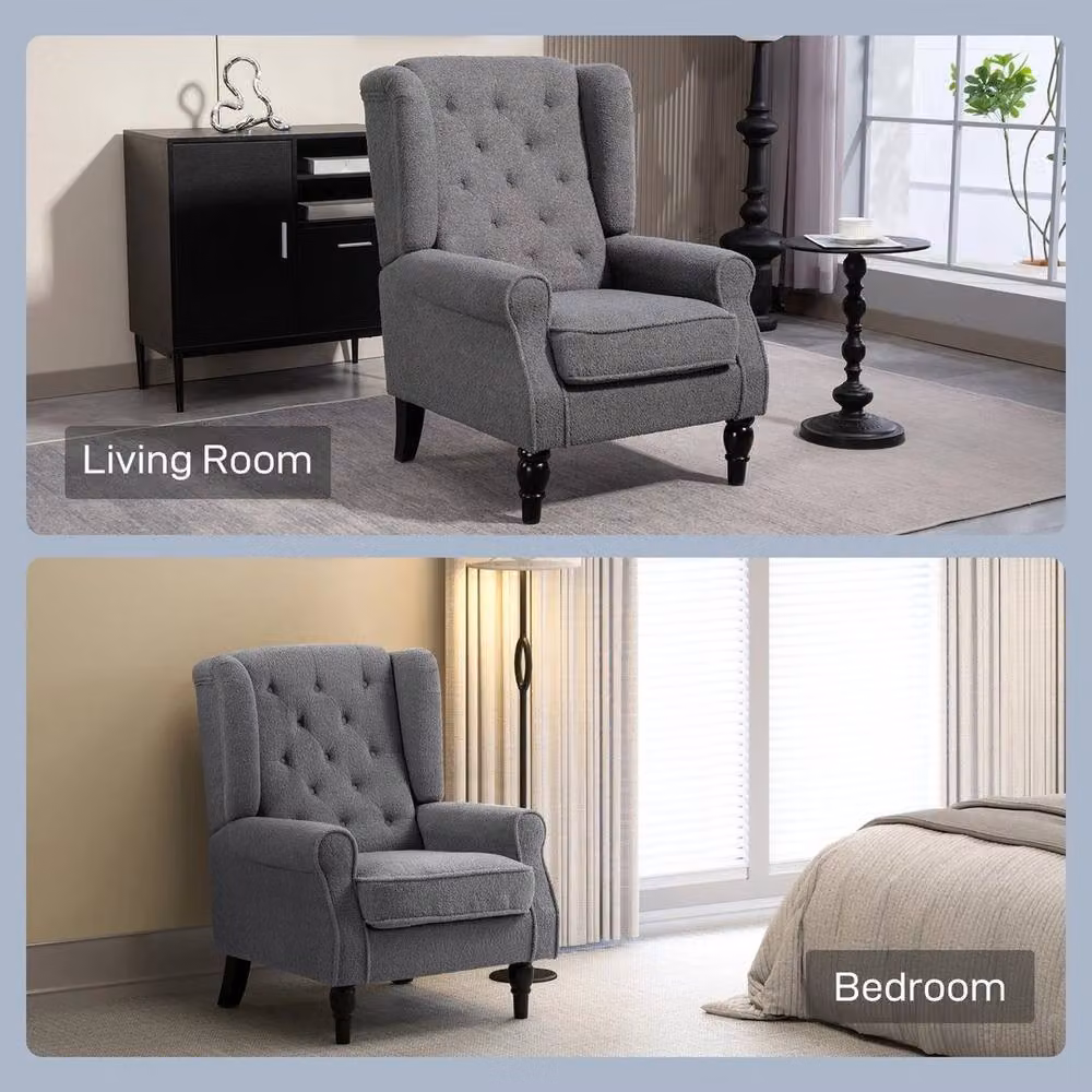 PAWNORA Retro Tufted Tub Accent Armchair in Grey – 5
