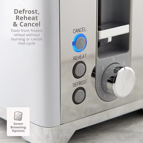 Swan Solace 2 Slice Toaster, White Stainless Steel, 930W – 2