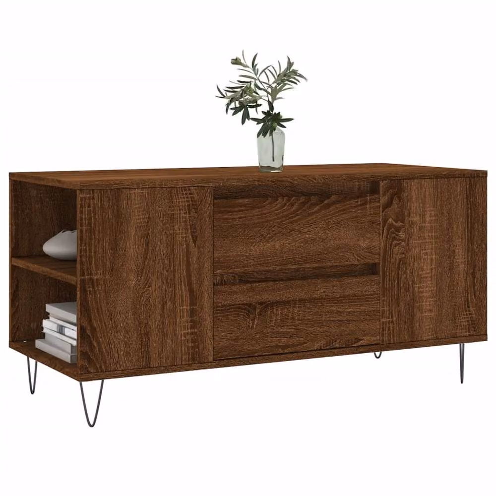 Berkfield Home Modern Brown Oak Coffee Table, W: 102 cm, D: 44.5 cm, H: 50 cm – 3