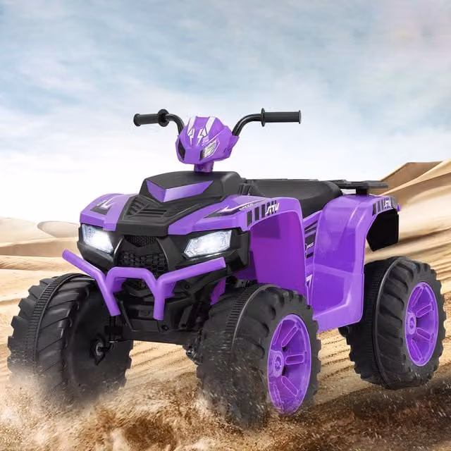 Costway Kids Electric Ride on ATV Toy Car with Light and Sound, Purple