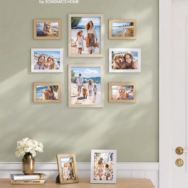 SONGMICS Set of 10 Rectangular Brown MDF Picture Frames for Wall Decor
