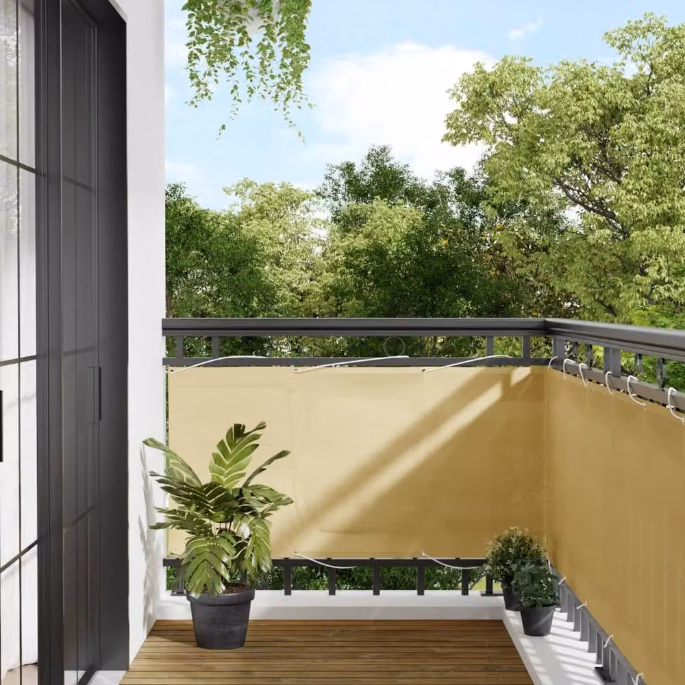Berkfield Home Balcony Screen in Beige, W/H: 400 x 75 cm – 2