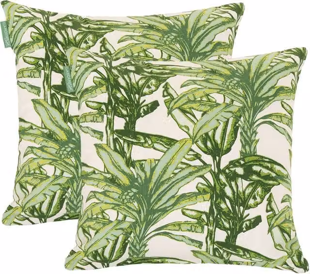 Gardenista Jungle Fern Printed Outdoor Square Scatter Cushion, Green, Set of 2