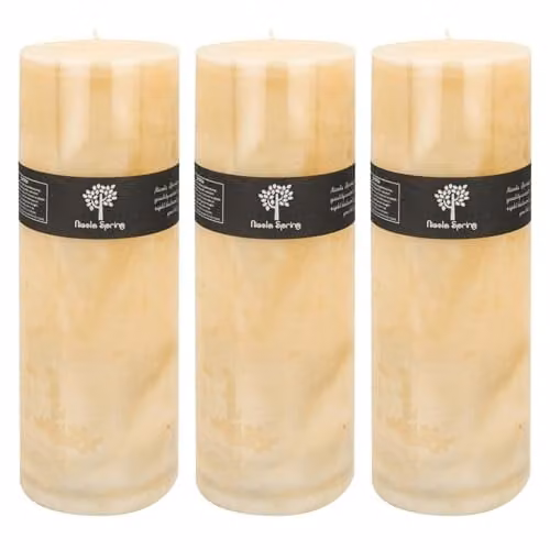 Nicola Spring Vanilla Scented Pillar Candles, Beige, Pack of 3
