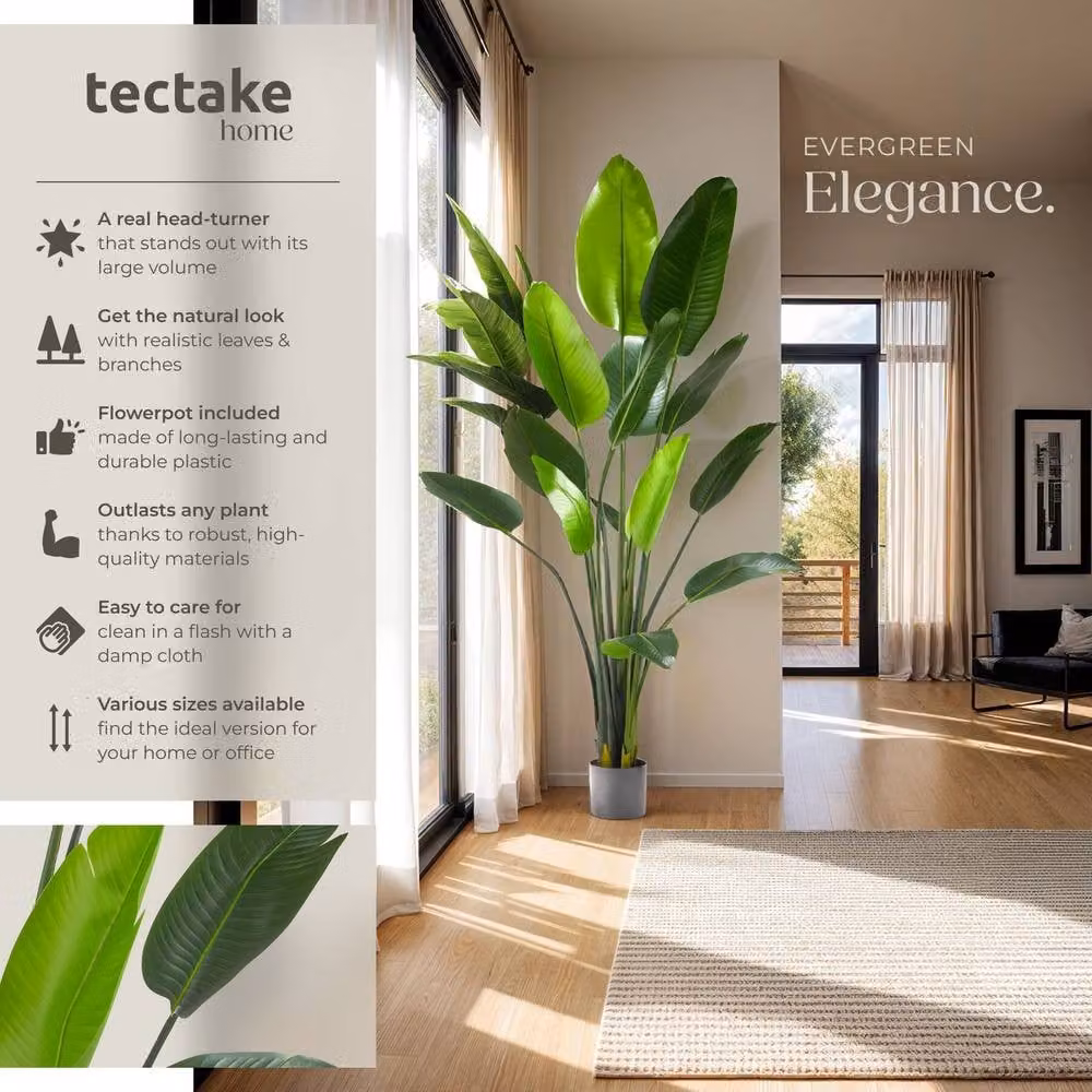 tectake Artificial Bird Of Paradise Tree in Green, Height: 180 cm – 2