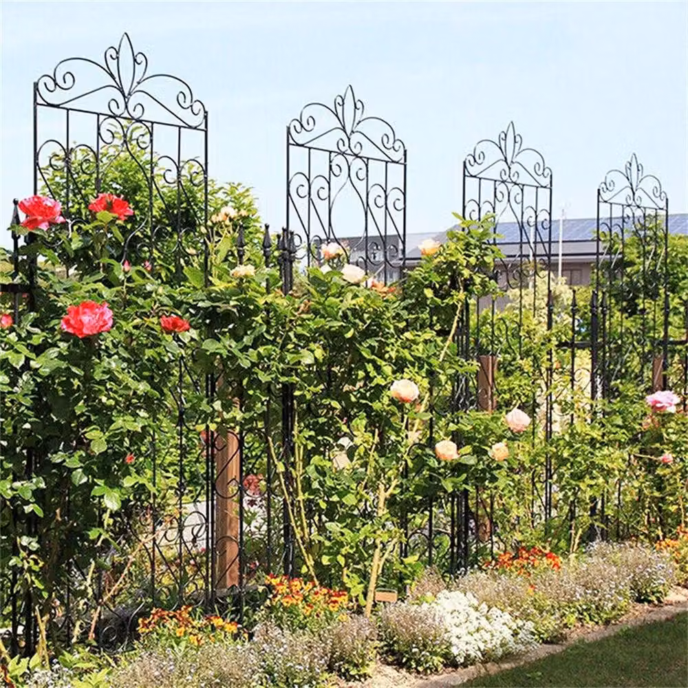NESTLUNE Black Metal Wall-Mounted Garden Trellis Support for Plants, Set of 2, W/D/H: 100 x 15 x 50 cm – 5